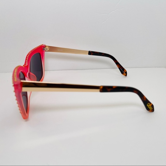 Quay x Saweetie Harper Studded Sunglasses Matte Coral/Black ID:49786 - Picture 4 of 10